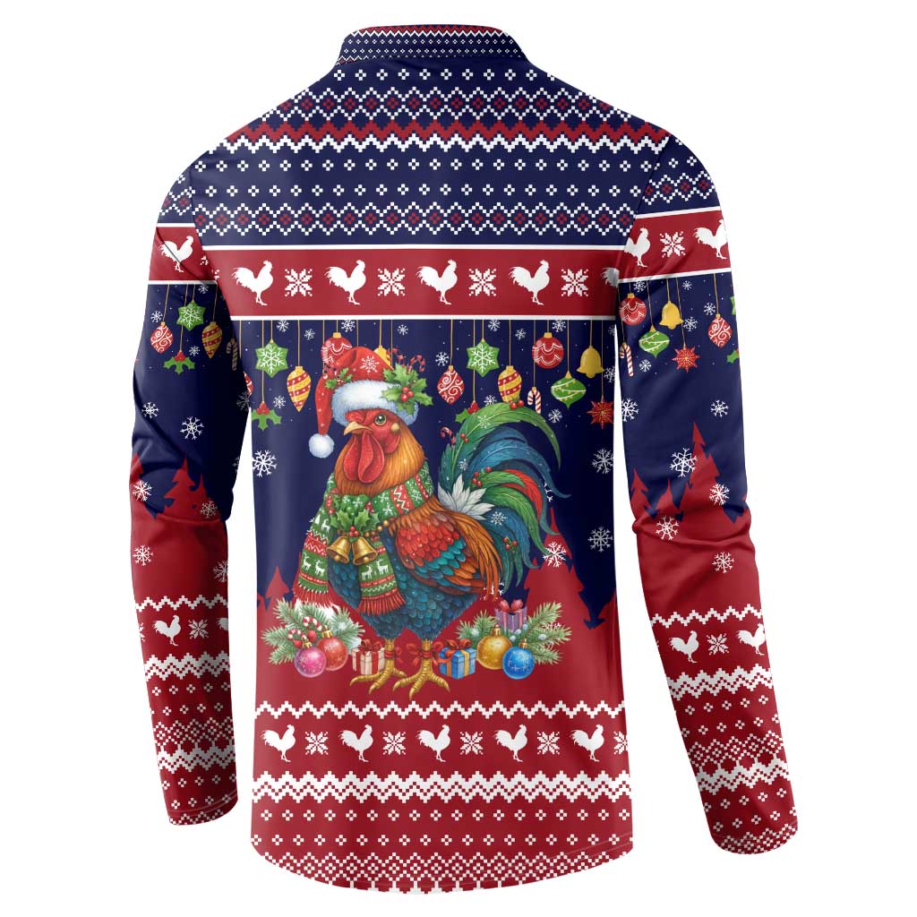 Rooster Through The Snow Christmas Button Sweatshirt Xmas Holiday Patterns - Wonder Print Shop