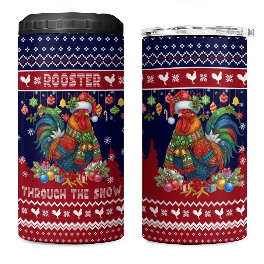 Rooster Through The Snow Christmas 4 in 1 Can Cooler Tumbler Xmas Holiday Patterns - Wonder Print Shop