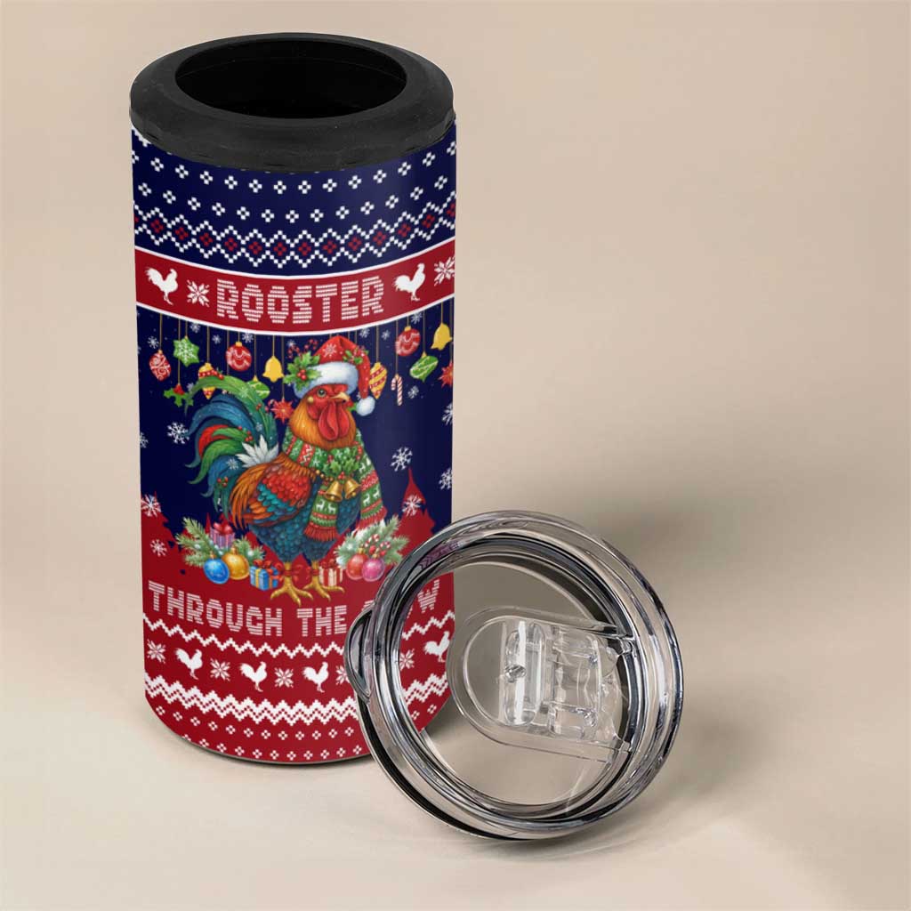 Rooster Through The Snow Christmas 4 in 1 Can Cooler Tumbler Xmas Holiday Patterns - Wonder Print Shop