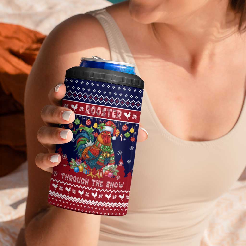 Rooster Through The Snow Christmas 4 in 1 Can Cooler Tumbler Xmas Holiday Patterns - Wonder Print Shop