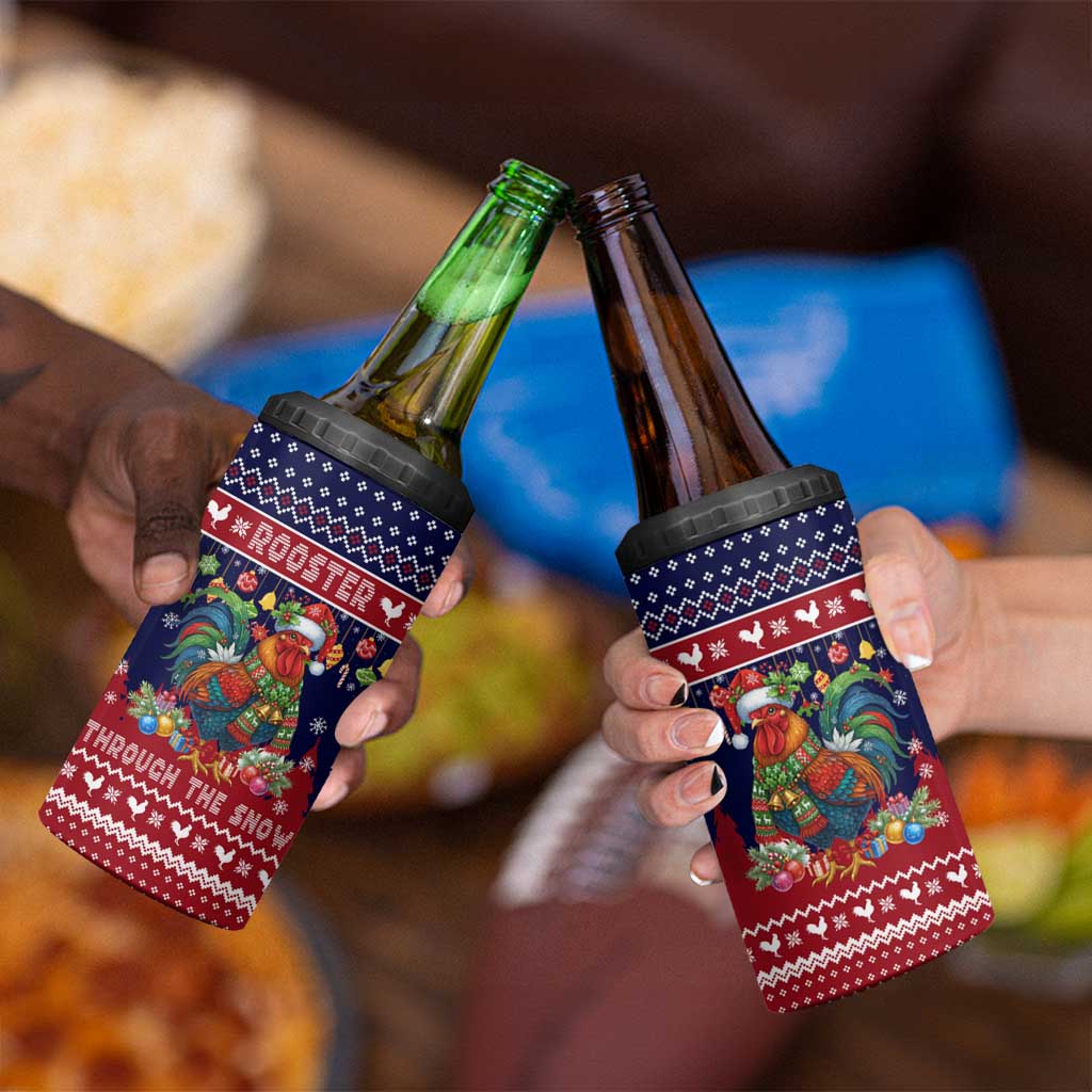 Rooster Through The Snow Christmas 4 in 1 Can Cooler Tumbler Xmas Holiday Patterns - Wonder Print Shop