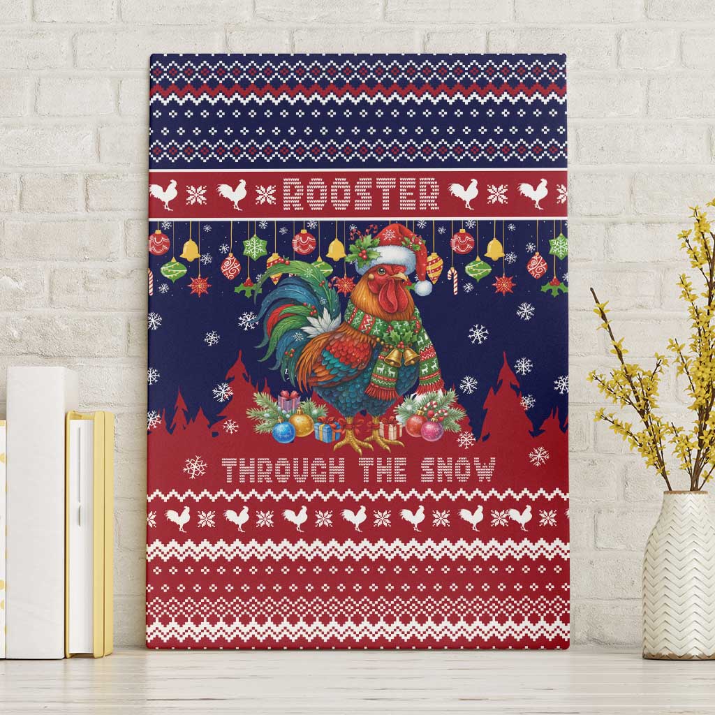 Rooster Through The Snow Christmas Canvas Wall Art Xmas Holiday Patterns - Wonder Print Shop