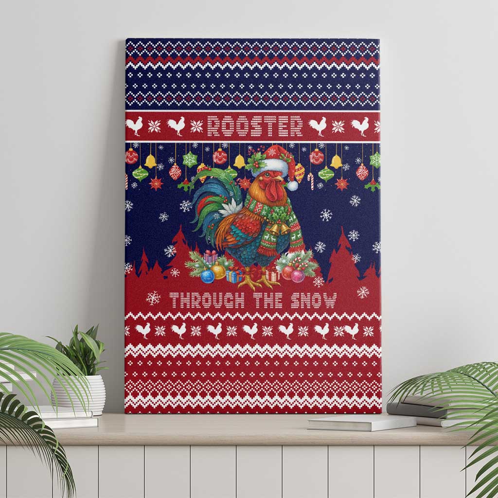 Rooster Through The Snow Christmas Canvas Wall Art Xmas Holiday Patterns - Wonder Print Shop