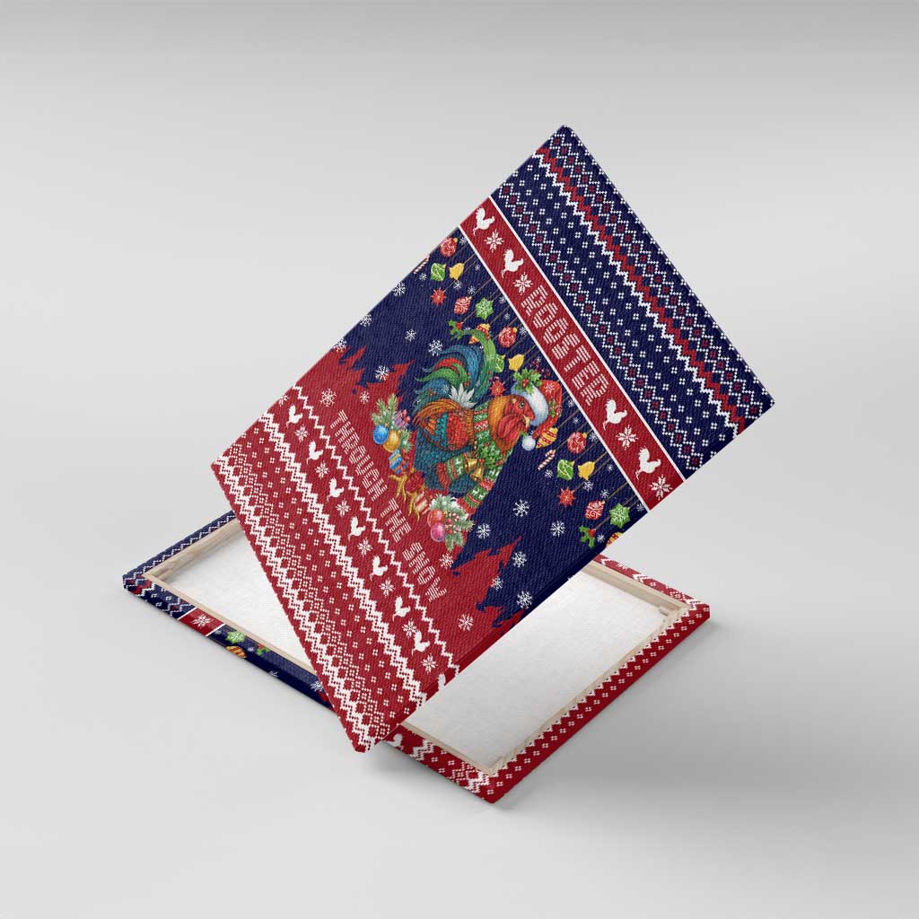 Rooster Through The Snow Christmas Canvas Wall Art Xmas Holiday Patterns - Wonder Print Shop