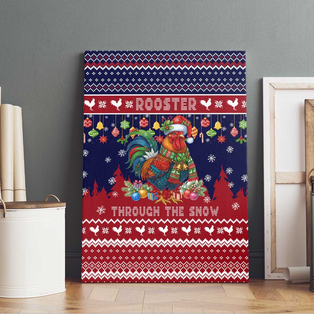Rooster Through The Snow Christmas Canvas Wall Art Xmas Holiday Patterns - Wonder Print Shop