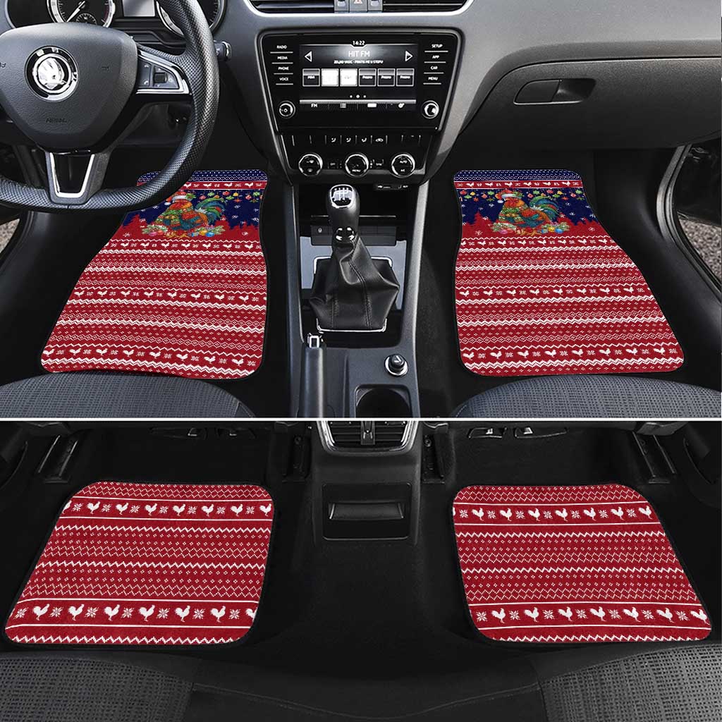 Rooster Through The Snow Christmas Car Mats Xmas Holiday Patterns - Wonder Print Shop