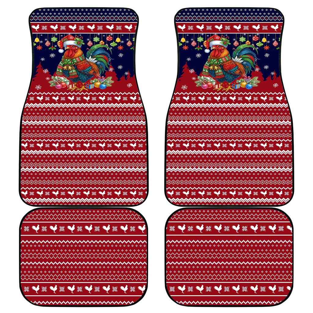 Rooster Through The Snow Christmas Car Mats Xmas Holiday Patterns - Wonder Print Shop