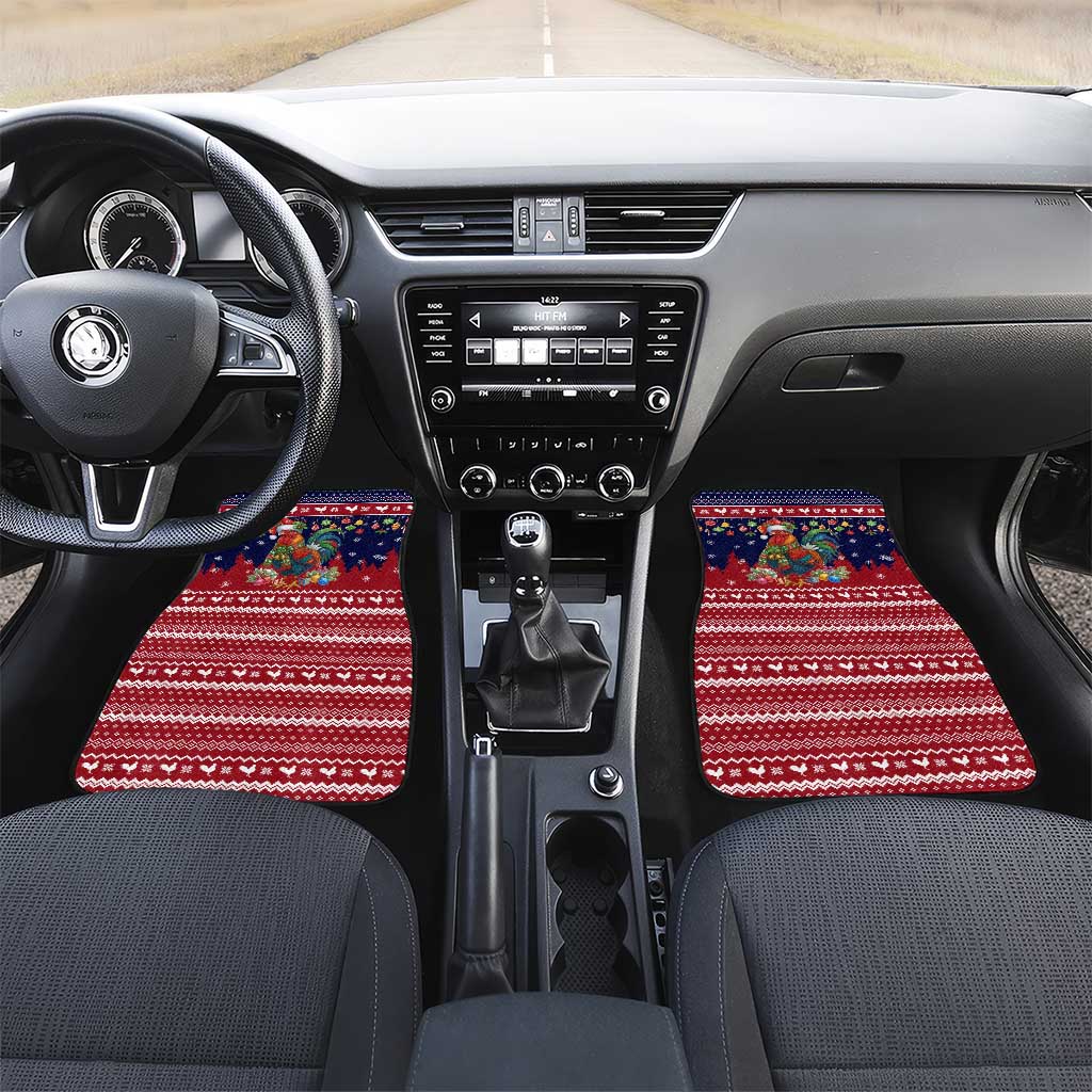 Rooster Through The Snow Christmas Car Mats Xmas Holiday Patterns - Wonder Print Shop