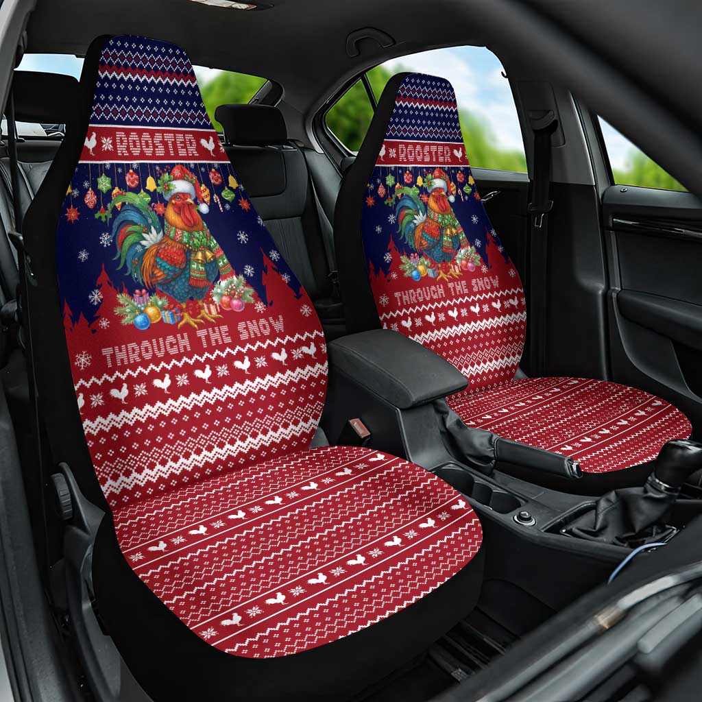 Rooster Through The Snow Christmas Car Seat Cover Xmas Holiday Patterns - Wonder Print Shop