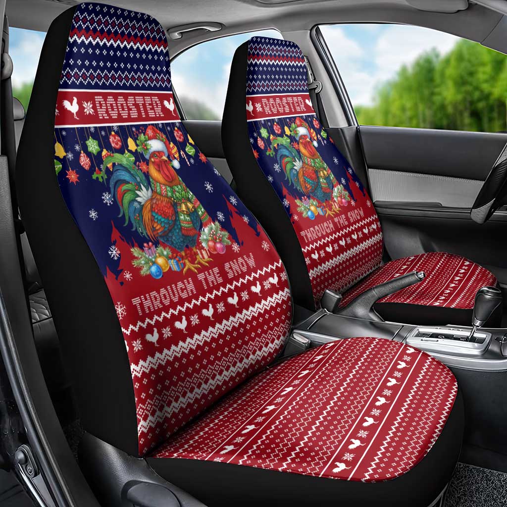 Rooster Through The Snow Christmas Car Seat Cover Xmas Holiday Patterns - Wonder Print Shop