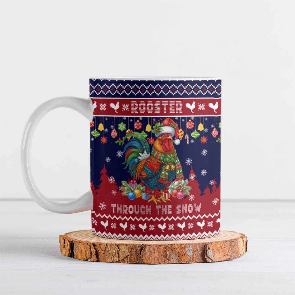 Rooster Through The Snow Christmas Ceramic Mug Xmas Holiday Patterns - Wonder Print Shop