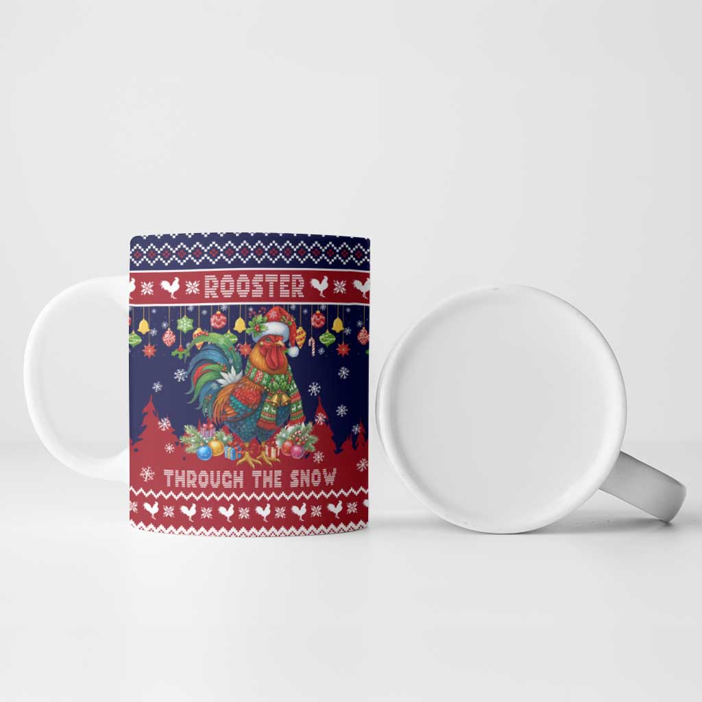 Rooster Through The Snow Christmas Ceramic Mug Xmas Holiday Patterns - Wonder Print Shop