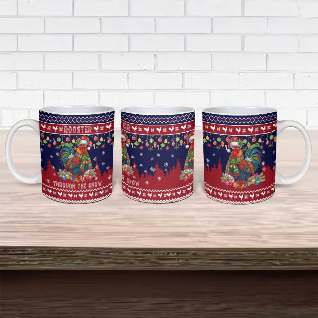 Rooster Through The Snow Christmas Ceramic Mug Xmas Holiday Patterns - Wonder Print Shop