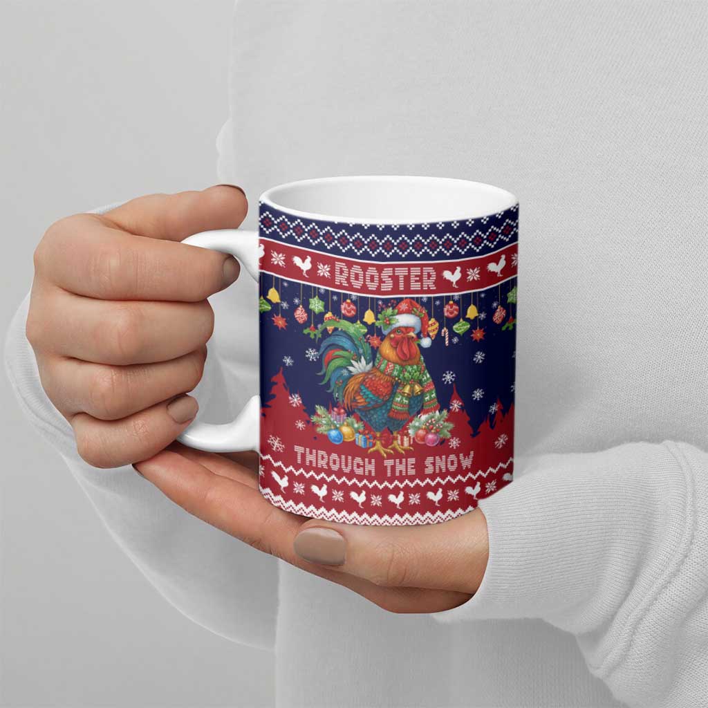 Rooster Through The Snow Christmas Ceramic Mug Xmas Holiday Patterns - Wonder Print Shop