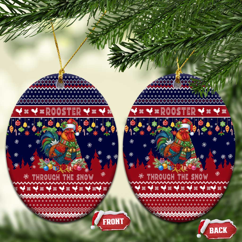 Rooster Through The Snow Christmas Ceramic Ornament Xmas Holiday Patterns - Wonder Print Shop