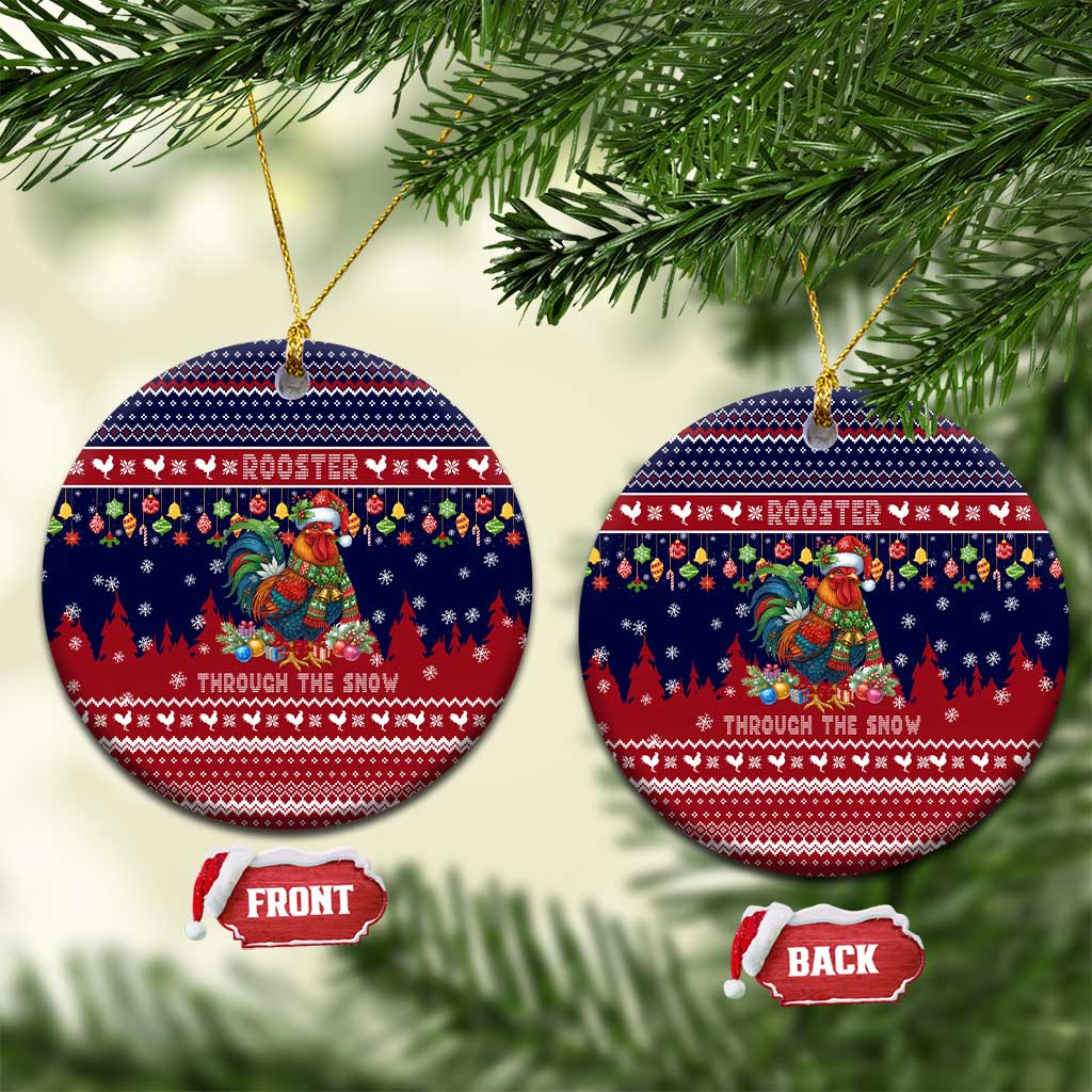 Rooster Through The Snow Christmas Ceramic Ornament Xmas Holiday Patterns - Wonder Print Shop