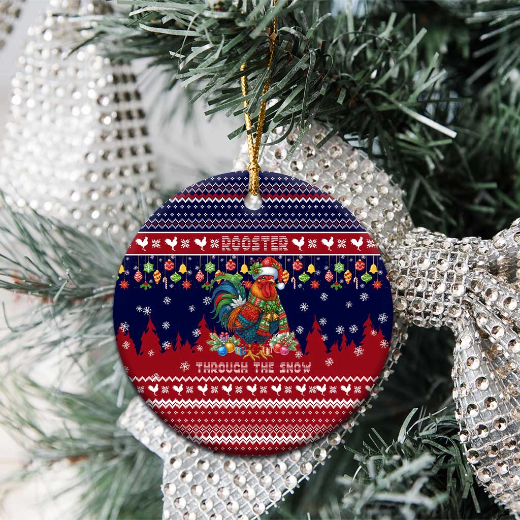 Rooster Through The Snow Christmas Ceramic Ornament Xmas Holiday Patterns - Wonder Print Shop