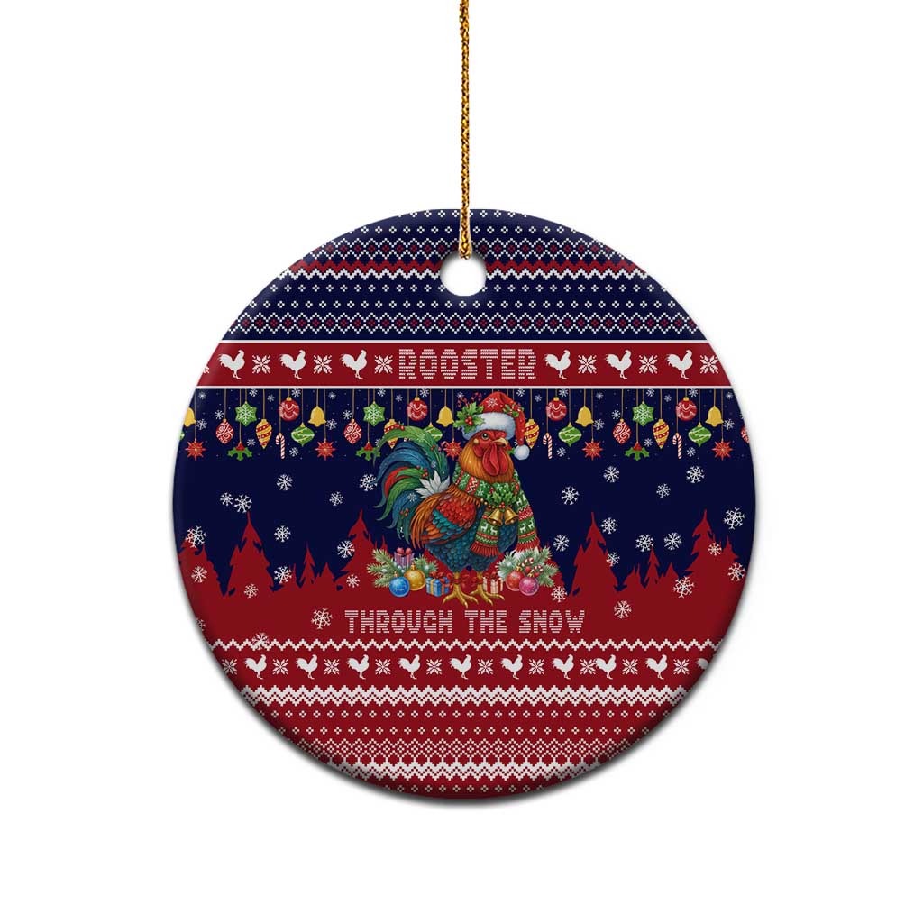 Rooster Through The Snow Christmas Ceramic Ornament Xmas Holiday Patterns - Wonder Print Shop