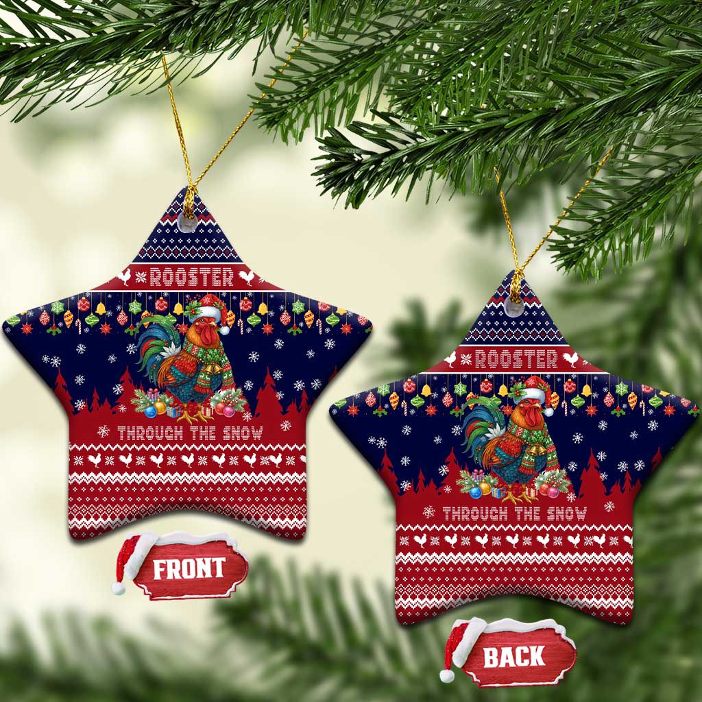 Rooster Through The Snow Christmas Ceramic Ornament Xmas Holiday Patterns - Wonder Print Shop