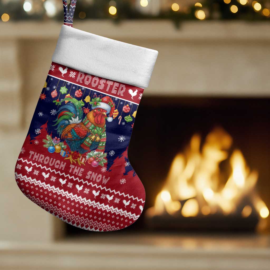 Rooster Through The Snow Christmas Stocking Xmas Holiday Patterns - Wonder Print Shop