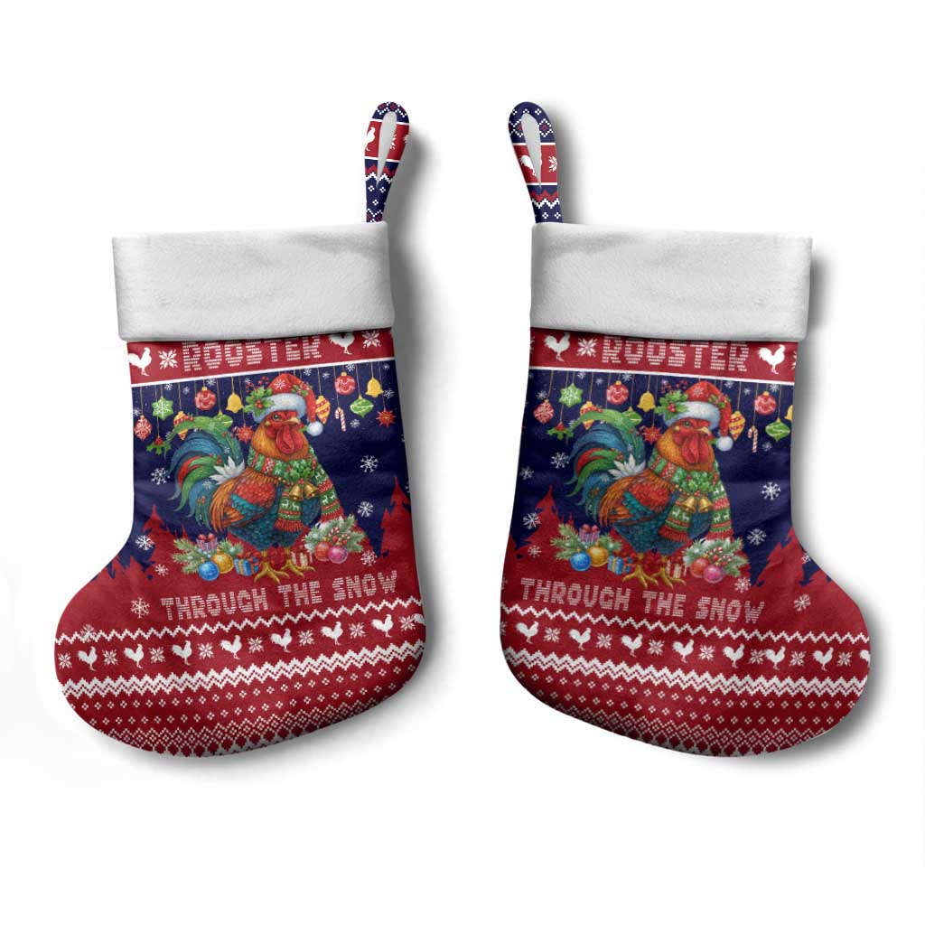Rooster Through The Snow Christmas Stocking Xmas Holiday Patterns - Wonder Print Shop