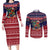 Rooster Through The Snow Christmas Couples Matching Long Sleeve Bodycon Dress and Long Sleeve Button Shirt Xmas Holiday Patterns - Wonder Print Shop