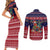 Rooster Through The Snow Christmas Couples Matching Short Sleeve Bodycon Dress and Long Sleeve Button Shirt Xmas Holiday Patterns - Wonder Print Shop