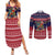 Rooster Through The Snow Christmas Couples Matching Summer Maxi Dress and Long Sleeve Button Shirt Xmas Holiday Patterns - Wonder Print Shop