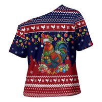 Rooster Through The Snow Christmas Cross Shoulder Shirt Xmas Holiday Patterns - Wonder Print Shop