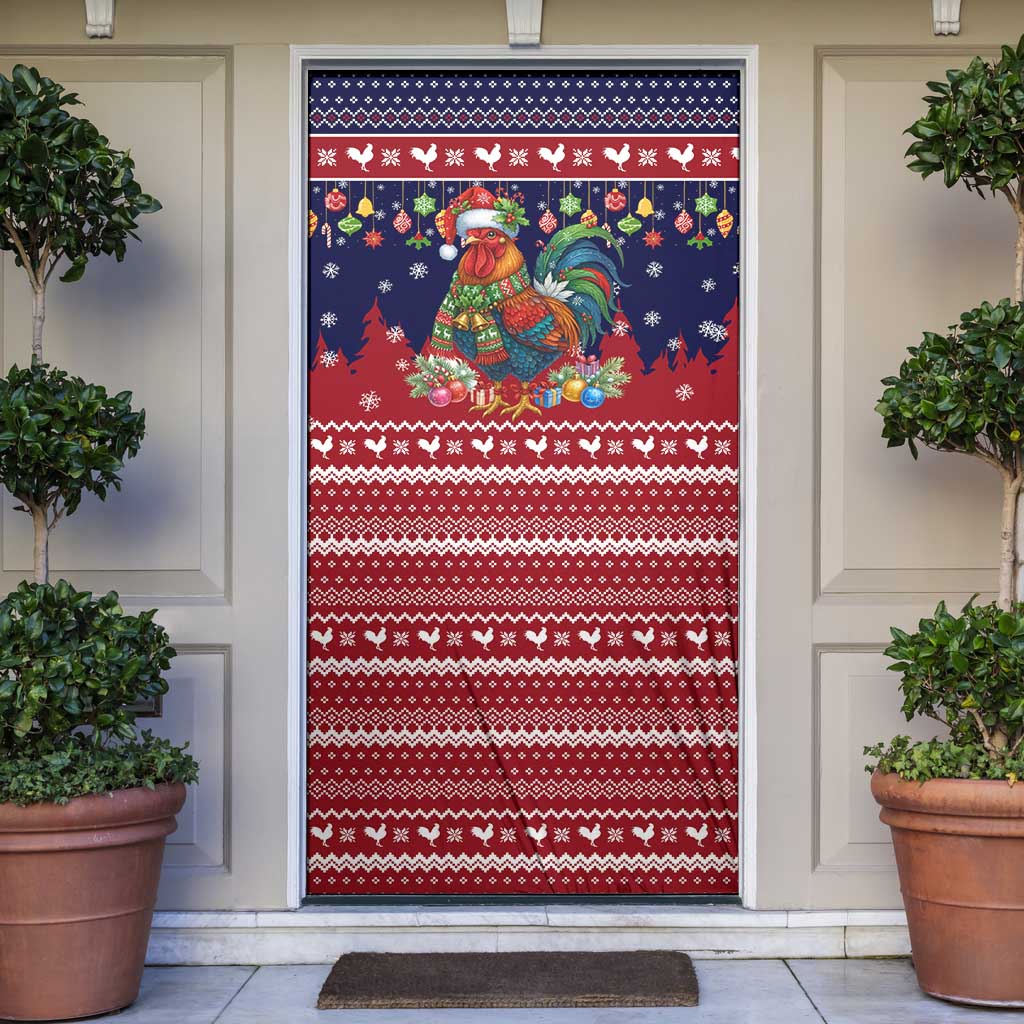 Rooster Through The Snow Christmas Door Cover Xmas Holiday Patterns - Wonder Print Shop