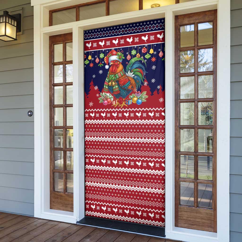 Rooster Through The Snow Christmas Door Cover Xmas Holiday Patterns - Wonder Print Shop