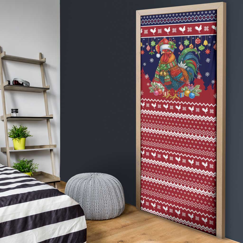 Rooster Through The Snow Christmas Door Cover Xmas Holiday Patterns - Wonder Print Shop