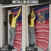 Rooster Through The Snow Christmas Door Cover Xmas Holiday Patterns - Wonder Print Shop