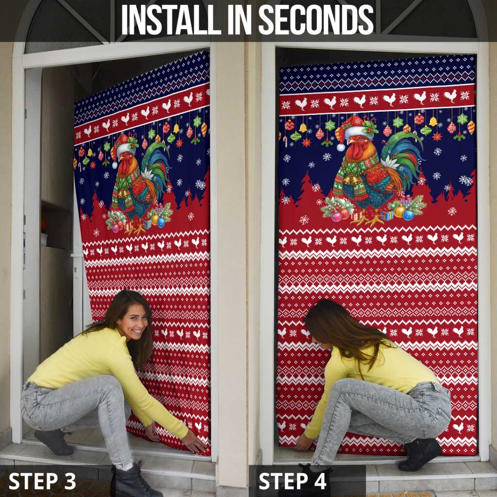Rooster Through The Snow Christmas Door Cover Xmas Holiday Patterns - Wonder Print Shop