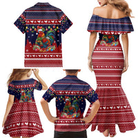 Rooster Through The Snow Christmas Family Matching Mermaid Dress and Hawaiian Shirt Xmas Holiday Patterns - Wonder Print Shop