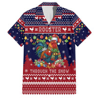 Rooster Through The Snow Christmas Family Matching Off The Shoulder Long Sleeve Dress and Hawaiian Shirt Xmas Holiday Patterns - Wonder Print Shop