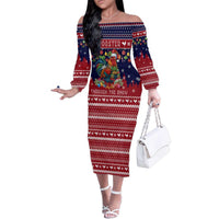 Rooster Through The Snow Christmas Family Matching Off The Shoulder Long Sleeve Dress and Hawaiian Shirt Xmas Holiday Patterns - Wonder Print Shop