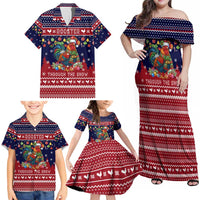Rooster Through The Snow Christmas Family Matching Off Shoulder Maxi Dress and Hawaiian Shirt Xmas Holiday Patterns - Wonder Print Shop