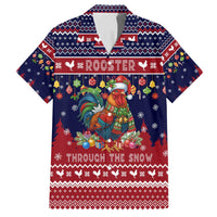 Rooster Through The Snow Christmas Family Matching Off Shoulder Maxi Dress and Hawaiian Shirt Xmas Holiday Patterns - Wonder Print Shop