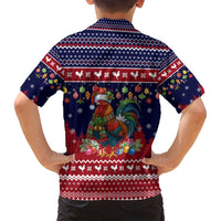 Rooster Through The Snow Christmas Family Matching Off Shoulder Short Dress and Hawaiian Shirt Xmas Holiday Patterns - Wonder Print Shop