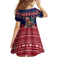 Rooster Through The Snow Christmas Family Matching Off Shoulder Short Dress and Hawaiian Shirt Xmas Holiday Patterns - Wonder Print Shop