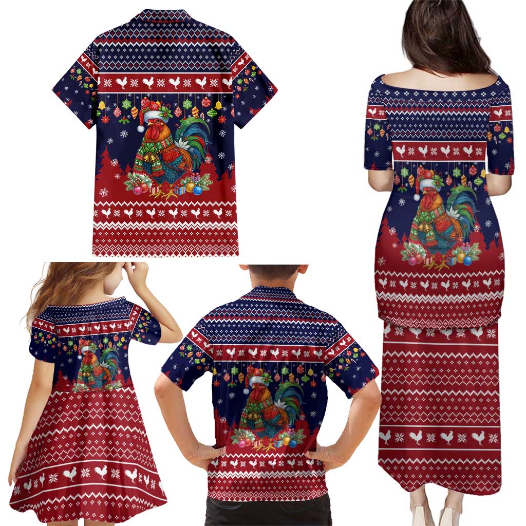 Rooster Through The Snow Christmas Family Matching Puletasi and Hawaiian Shirt Xmas Holiday Patterns - Wonder Print Shop