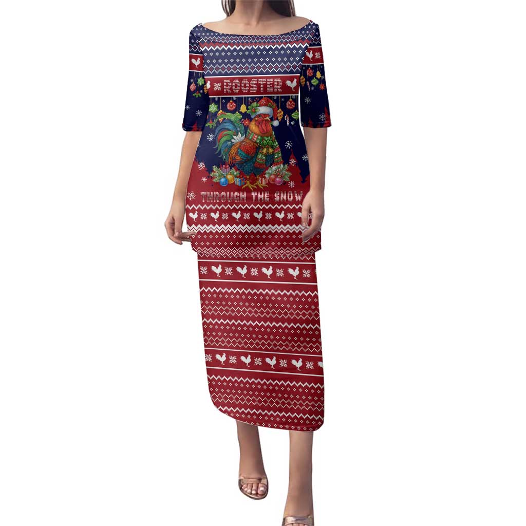 Rooster Through The Snow Christmas Family Matching Puletasi and Hawaiian Shirt Xmas Holiday Patterns - Wonder Print Shop