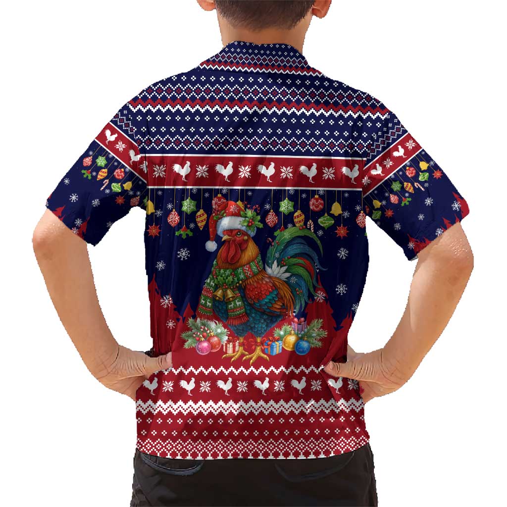 Rooster Through The Snow Christmas Family Matching Short Sleeve Bodycon Dress and Hawaiian Shirt Xmas Holiday Patterns - Wonder Print Shop