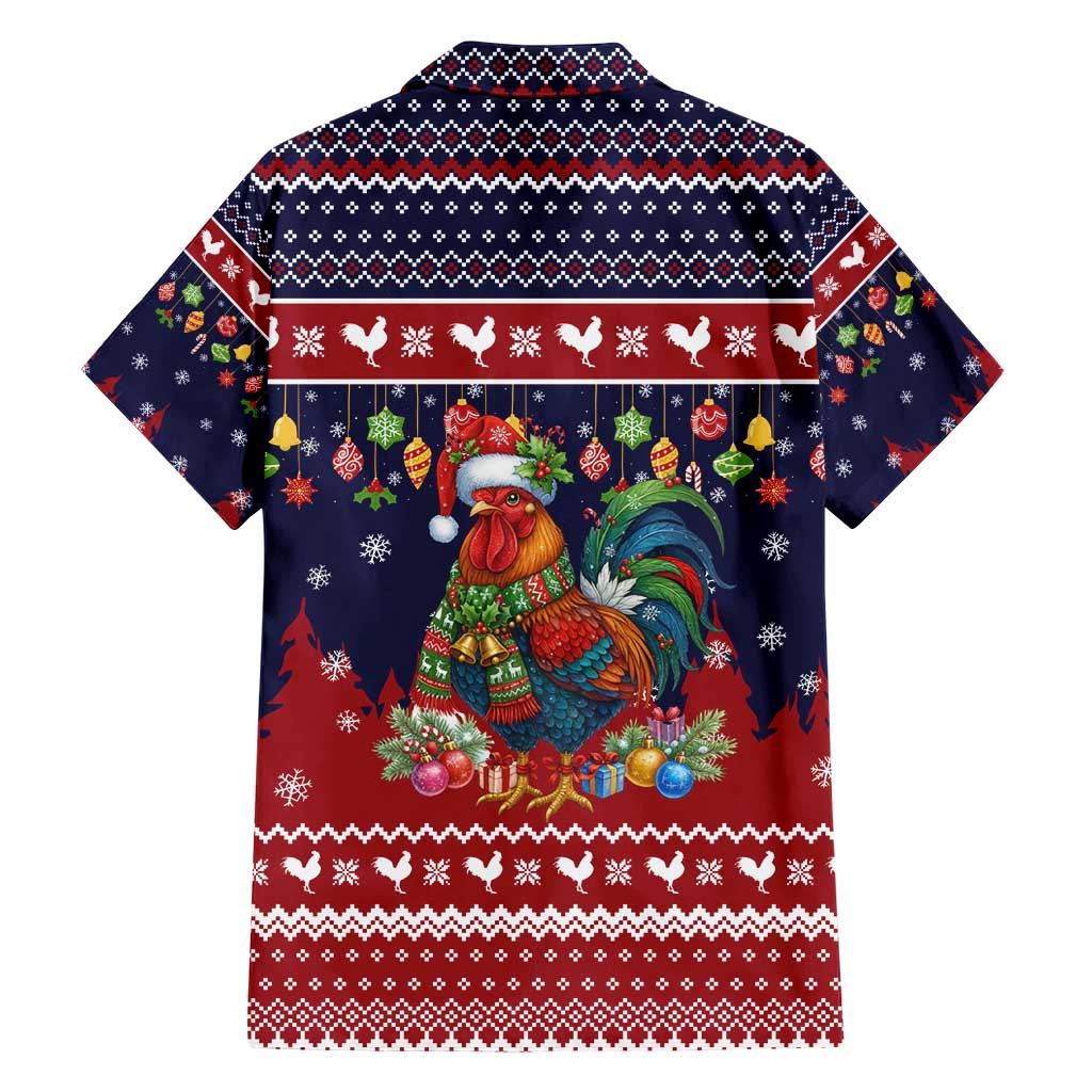 Rooster Through The Snow Christmas Family Matching Short Sleeve Bodycon Dress and Hawaiian Shirt Xmas Holiday Patterns - Wonder Print Shop
