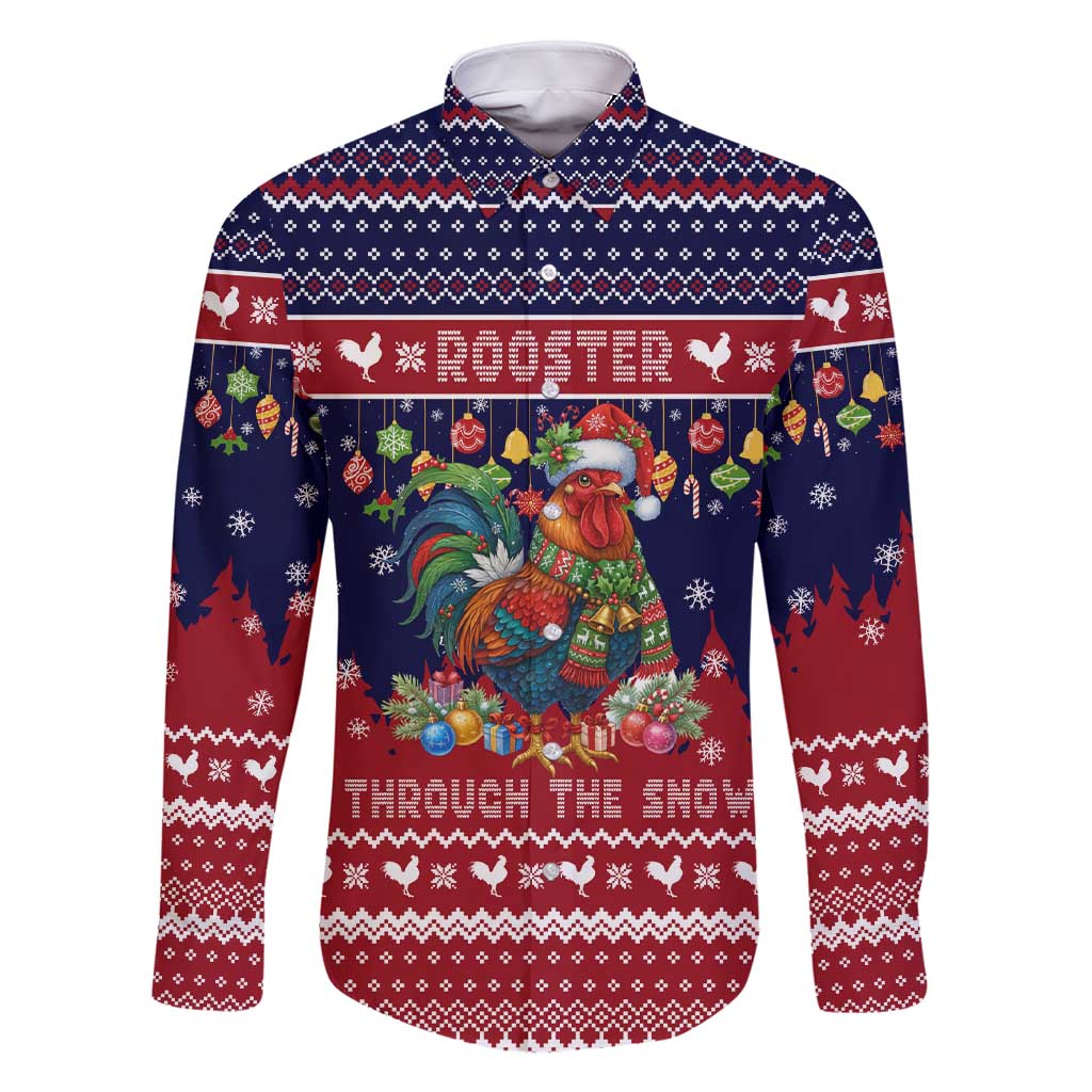 Rooster Through The Snow Christmas Family Matching Short Sleeve Bodycon Dress and Hawaiian Shirt Xmas Holiday Patterns - Wonder Print Shop