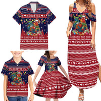 Rooster Through The Snow Christmas Family Matching Summer Maxi Dress and Hawaiian Shirt Xmas Holiday Patterns - Wonder Print Shop