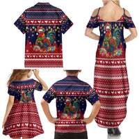 Rooster Through The Snow Christmas Family Matching Summer Maxi Dress and Hawaiian Shirt Xmas Holiday Patterns - Wonder Print Shop
