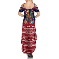 Rooster Through The Snow Christmas Family Matching Summer Maxi Dress and Hawaiian Shirt Xmas Holiday Patterns - Wonder Print Shop