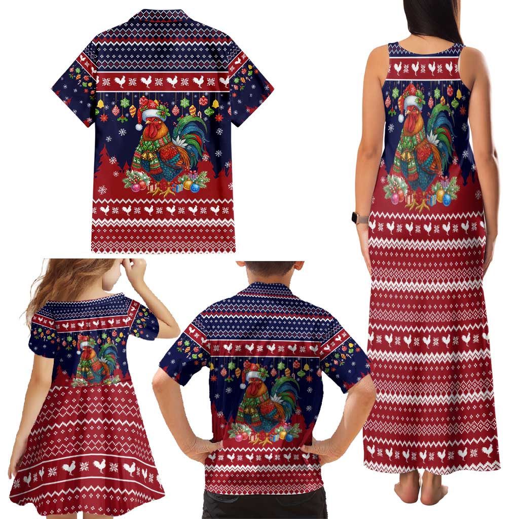 Rooster Through The Snow Christmas Family Matching Tank Maxi Dress and Hawaiian Shirt Xmas Holiday Patterns - Wonder Print Shop